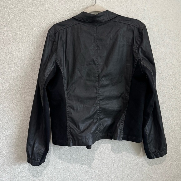 Eileen Fisher Faux Leather Full Zip Moto Jacket PL Asymmetrical Goth Grunge - Picture 11 of 12
